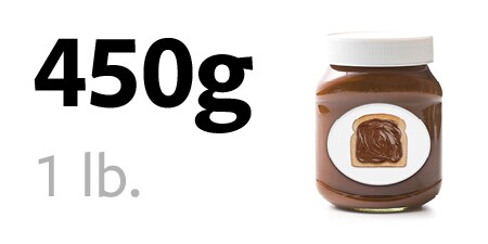 450 gram glass med sjokoladepålegg
